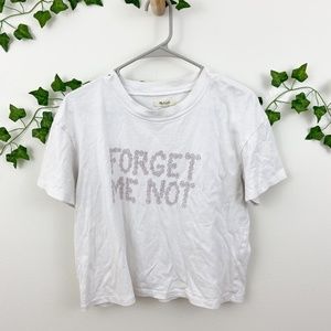 Madewell “forget me not” white crewneck short sleeve tee Sz M
